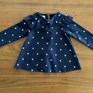 Baby Girls Navy Blue Polka Dot Shirt